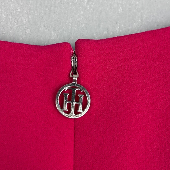 Tommy Hilfiger fit & flare dress size 10 ruffle sleeve crepe knit hot pink NEW - Picture 8 of 12